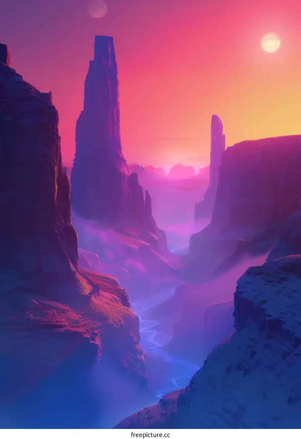 Majestic Sunrise in Neon Canyon with Pink Skies