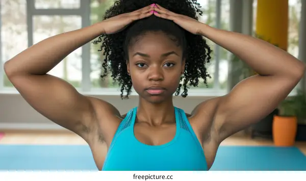 Strong African American Woman Fitness Pose