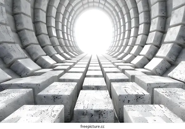 Abstract Concrete Tunnel with Light at the End