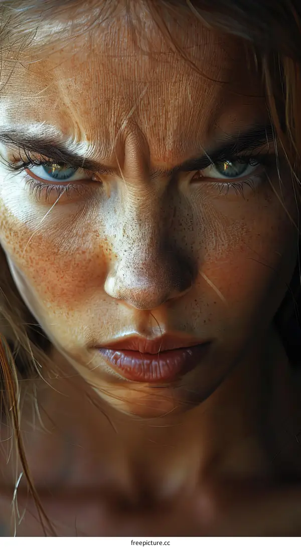 Close-up Portrait of an Angry Woman
