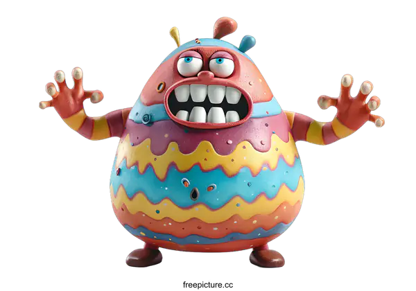 [Transparent Background PNG]colorful 3d illustration of a funny monster