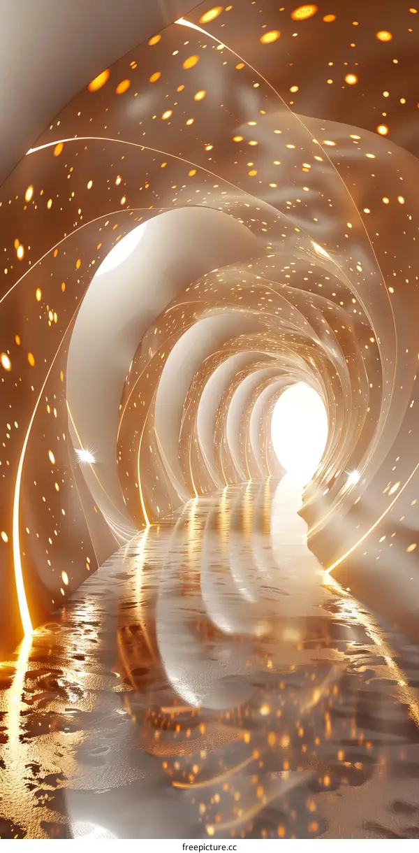 Abstract Golden Tunnel Architecture Illustration
