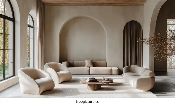 Modern Beige Living Room Interior Design