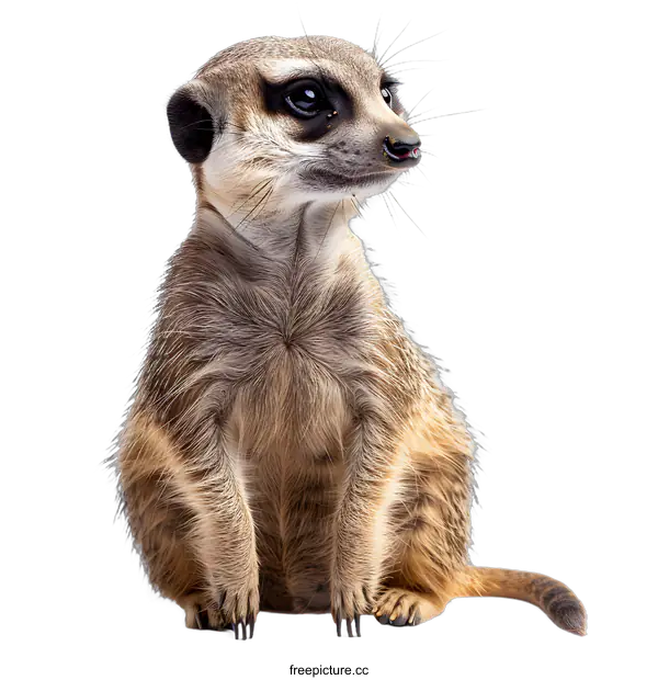 [Transparent Background PNG]Curious Meerkat Posing on White Background
