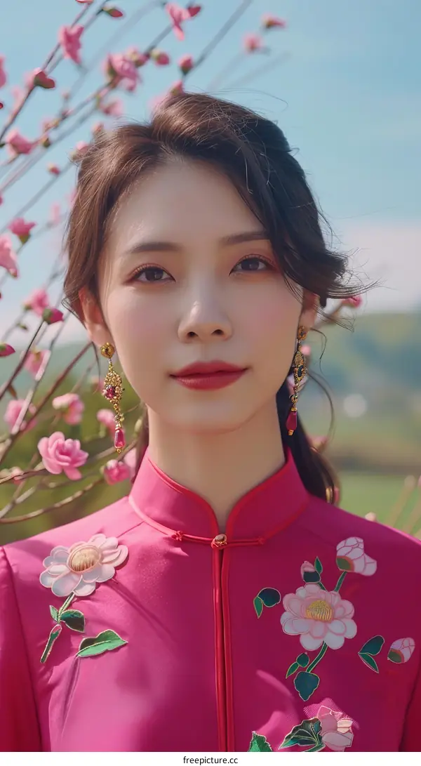 Portrait of a young Chinese woman in traditional dress