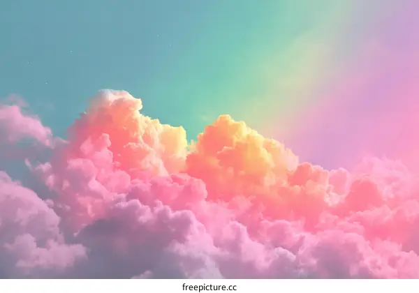 Pastel Sky with Fluffy Clouds