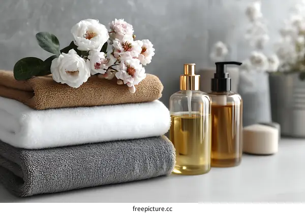 Spa Towels and Bath Products Display