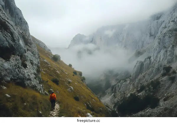 Hiking Through Foggy Mountains