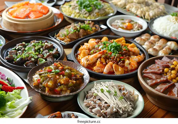 A table full of delicious Chinese food