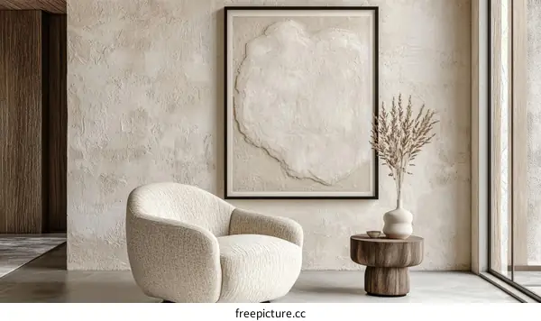 Modern Beige Interior with Abstract Art