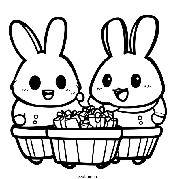 Cute Bunny Rabbits with Presents Illustration