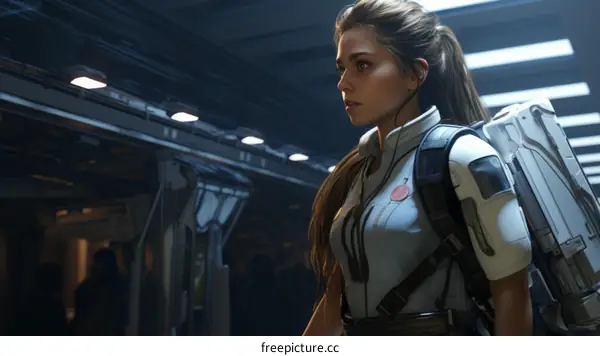 A woman in a futuristic setting