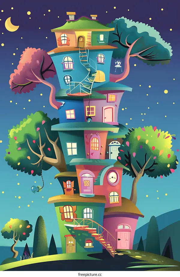 Colorful Dream House in the Sky