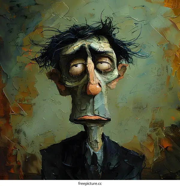 A painting of a man with a long face