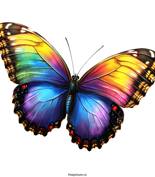 [Transparent Background PNG]Colorful Butterfly Illustration with Vibrant Hues