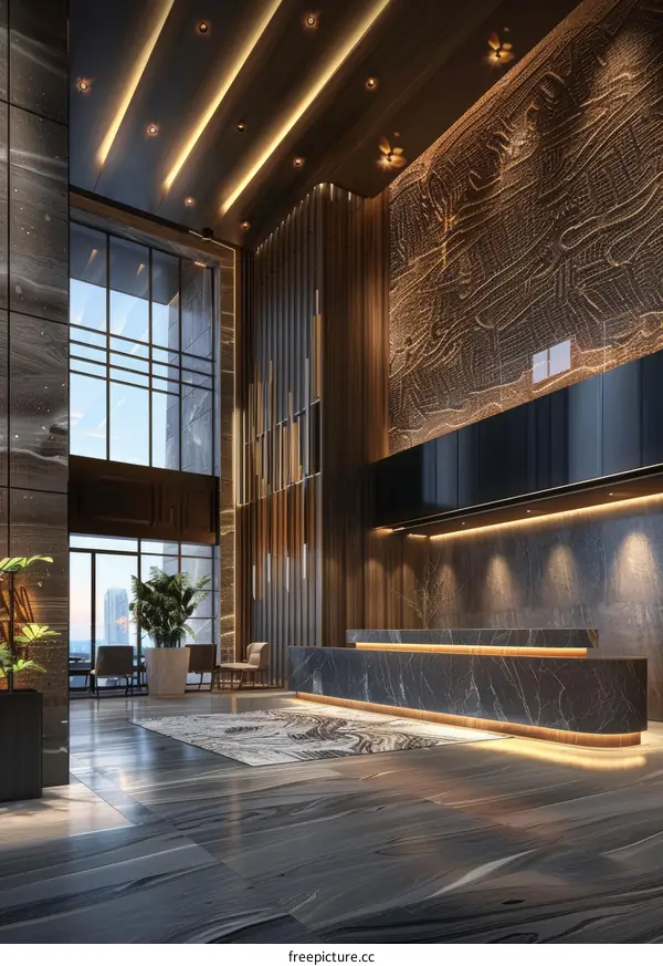 Modern Hotel Lobby with Stylish Interior Design