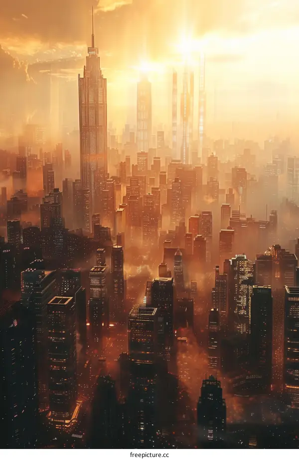 Futuristic Cityscape at Sunset