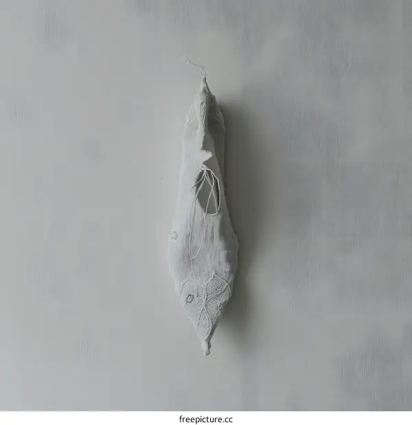 A white knitted 3D printed shoe upper with a hole in the middle