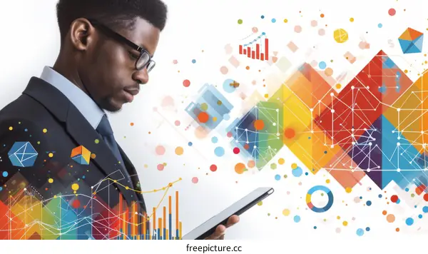 Businessman analyzing data on a digital tablet