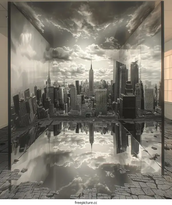 New York Cityscape Abstract Geometric Installation Reflection