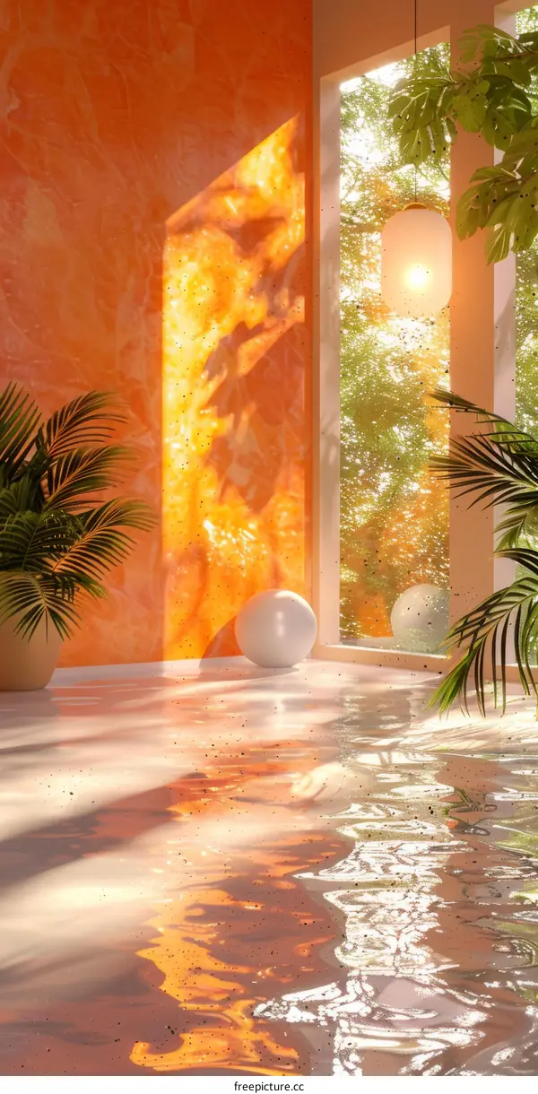 Tropical Summer Room with Sunlight
