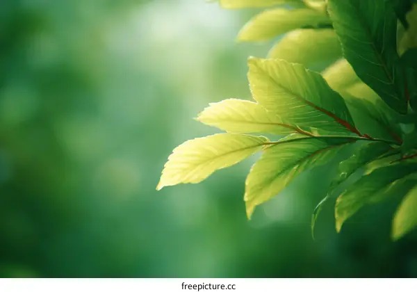 Closeup of Fresh Green Leaves in Sunlight
