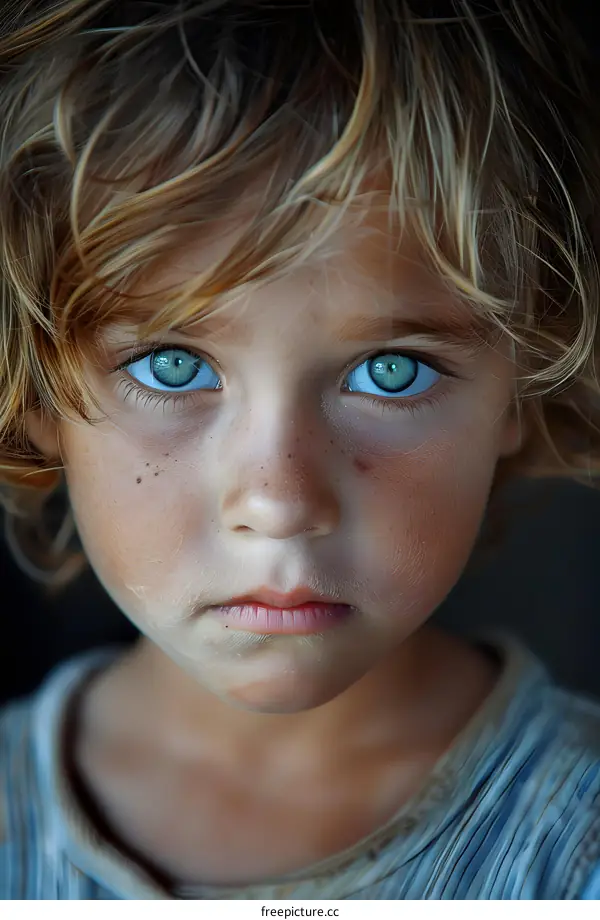 Portrait of a young boy with blue eyes