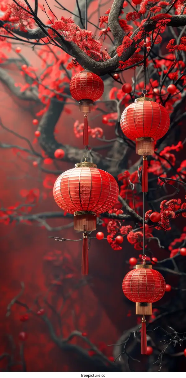 Red Lanterns Decorate Streets for Lunar New Year Festivities