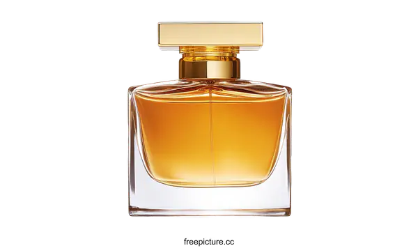 [Transparent Background PNG]Golden Square Perfume Bottle Illustration