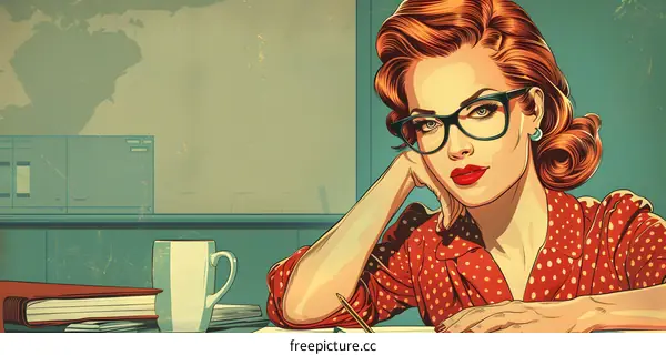 redhead woman in glasses thinking