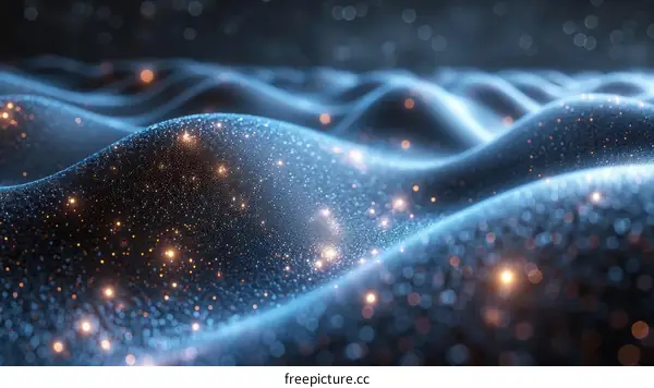 Blue and Gold 3D Abstract Landscape