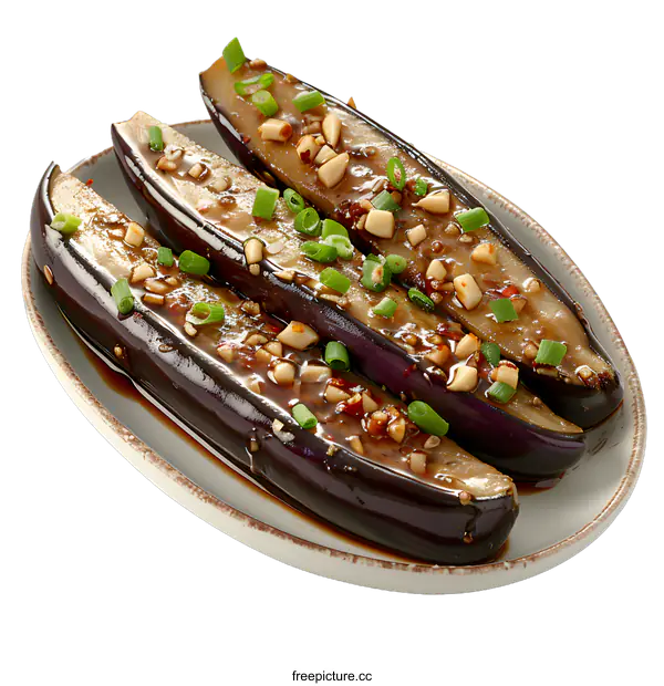[Transparent Background PNG]Delicious Steamed Eggplant with Garlic Sauce