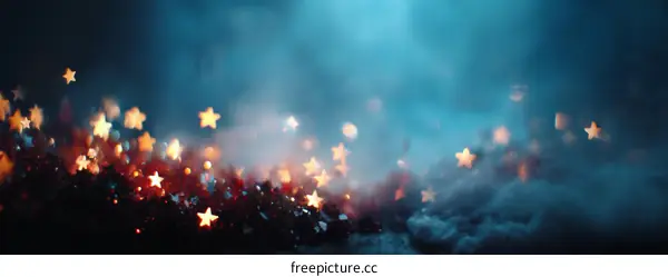 Abstract Starry Night Background with Decorative Lights