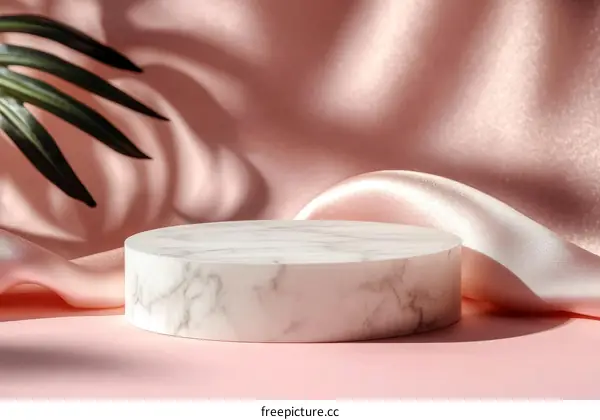 Elegant Marble Display Stand with Soft Silk Background