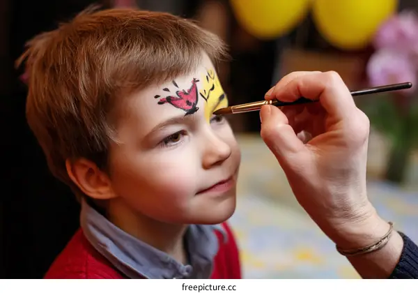Child Face Painting at a Party Event