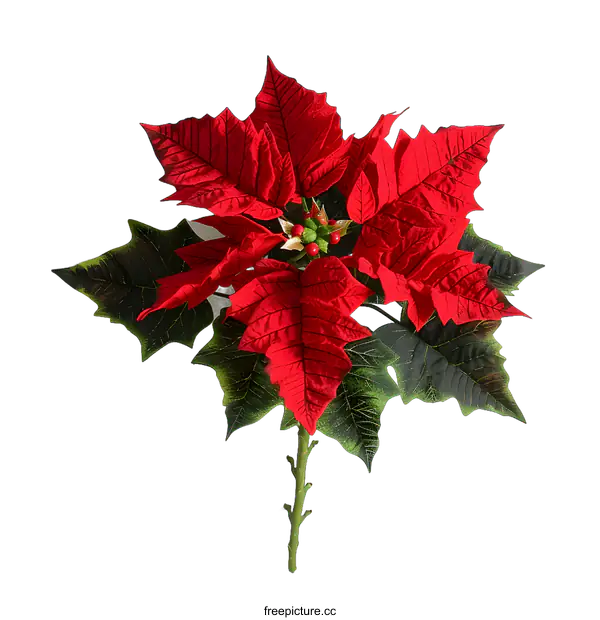 [Transparent Background PNG]Red Poinsettia Flower Plant on White Background