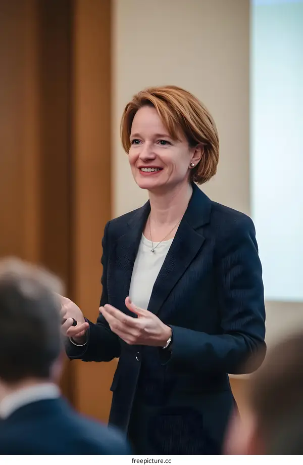 Businesswoman Giving Presentation In Conference Room