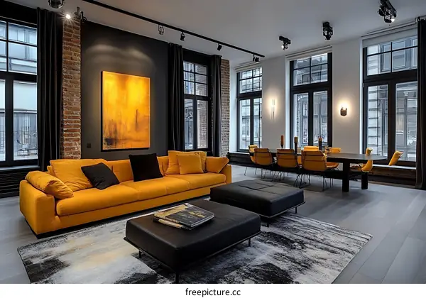 Modern Industrial Loft Living Room Design