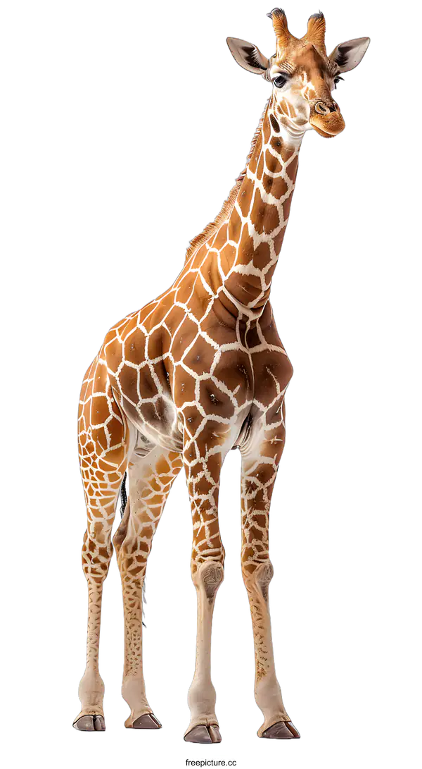 [Transparent Background PNG]Giraffe Standing on White Background