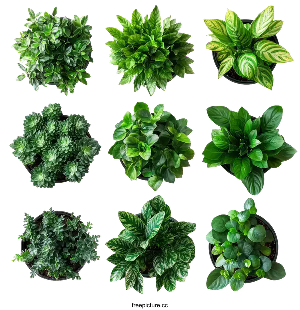 [Transparent Background PNG]Collection of Various Potted Plants