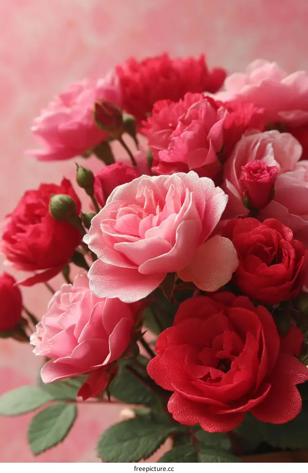 Beautiful Bouquet of Pink and Red Roses