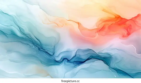 Abstract painting with blue, orange and white colors