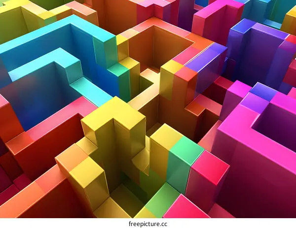 Abstract Colorful 3D Geometric Shapes Background