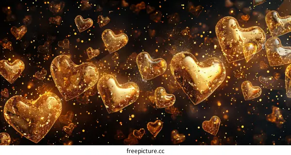 Golden hearts background