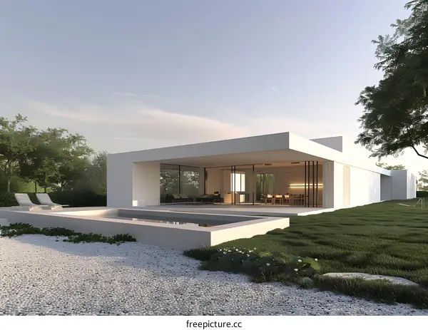 Modern Minimalist House with Pool and Garden