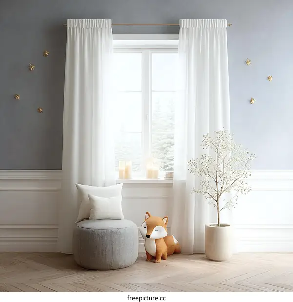 Cozy Winter Room Interior Design with Fox Figurine