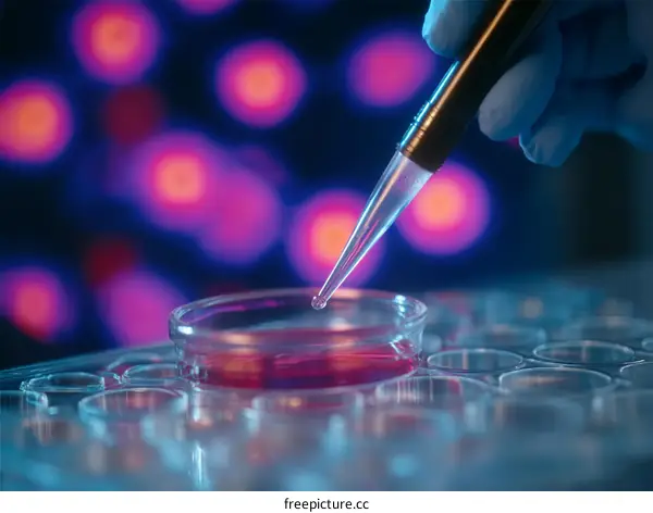 Pipette Transferring Fluid in Cell Culture Plate