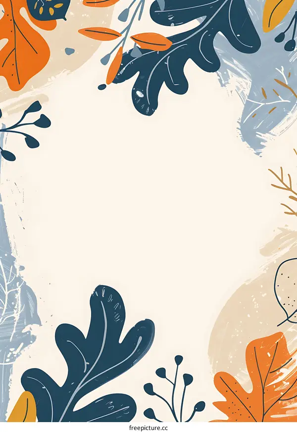 Minimalist Watercolor Leaves Border Illustration