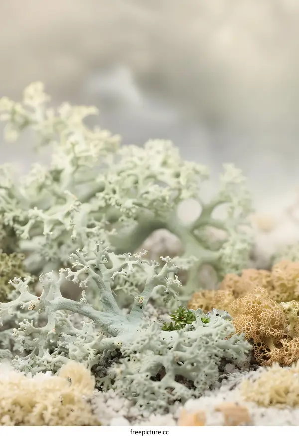 Close Up of Grey Green and Yellow Lichens