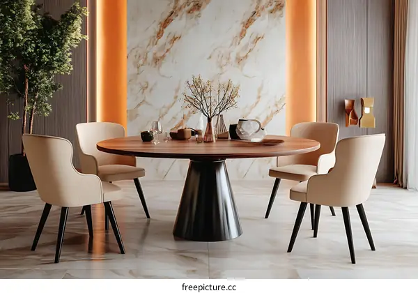 Modern Dining Room Interior Design with Round Table